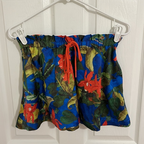 Alice + Olivia Alaine Drawstring Waist Short Tropical Sunrise Sapphire Size XS - Picture 5 of 12